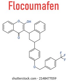 Flocoumafen rodenticide molecule (vitamin K antagonist). Skeletal formula.