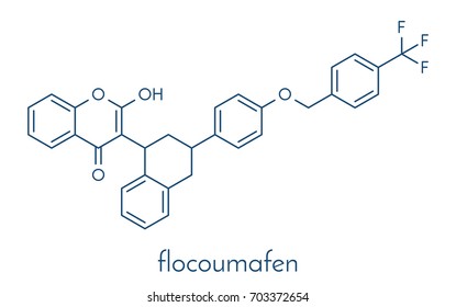 Flocoumafen rodenticide molecule (vitamin K antagonist). Skeletal formula.