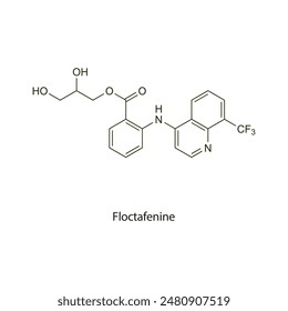 Floctafenine flat skeletal molecular structure NSAID drug used in Pain treatment. Vector illustration scientific diagram.