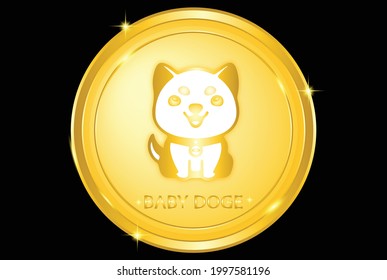 Cinta de monedas floki, monedas de doge, shiba inu (SHIB), moneda de doge para bebés, moneda cripto de color dorado. para web, banner, signo, símbolo, etc. vector eps10