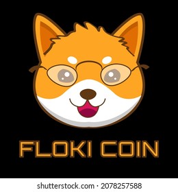 Currecy floki inu crypro con un lindo personaje facial, baby doge floki to the moon, vector eps 10