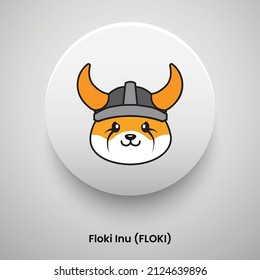 Floki Inu (FLOKI) criptodivisa logo símbolo de imagen vectorial Se puede usar en pancartas, afiches, iconos, pegatinas, insignias, etiquetas y diseños de impresión.