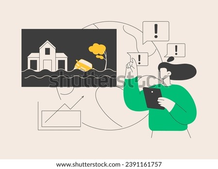 Flood abstract concept vector illustration. Natural disaster, water flow, heavy rainfall, tropical cyclone and tsunami, overflowing lake, water contamination, climate change abstract metaphor.