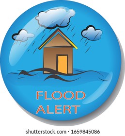 alerta de inundación y pin de aviso