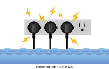 Flood area , power outlet short circuit due to flood, Natural disaster with house, Heavy rain and storm .
