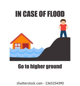 flood awareness for flood safety procedure concept. vector illustration