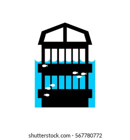 Flood Building. Flooding house. many of water architecture. Deluge institution. spontaneous disaster. Tsunami cataclysm city
