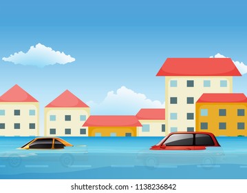 Flood City Illustration Stock Vector (Royalty Free) 1138236842 ...