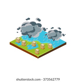 Flood in City. Natural Disaster Icon. 3d Vector Illustration