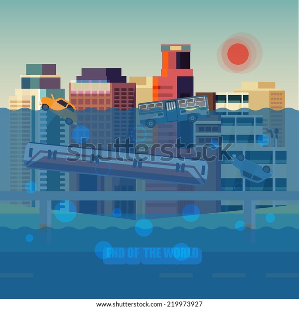 flood city - vector\
illustration