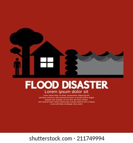 Flood Disaster With Sandbag Barrier Vector Illustration