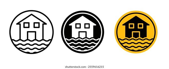 Flood disaster sign vector set