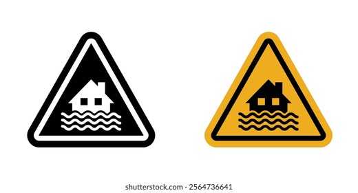 Flood disaster sign vectors in flat syle