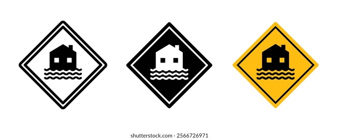 Flood disaster signs vector collection pack