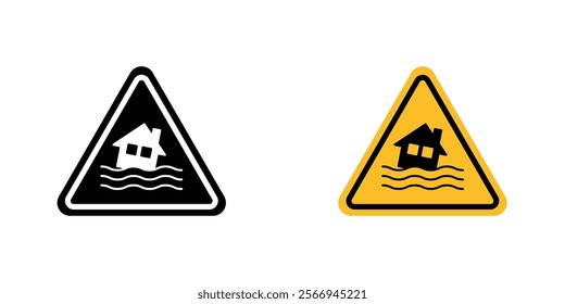 Flood disaster signs. vector signs set