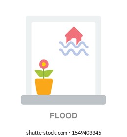 Flood flat icon on white transparent background. You can be used flood icon for several purposes.