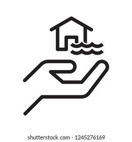Flood in hand. Simple flat design. Isolate on white background.
