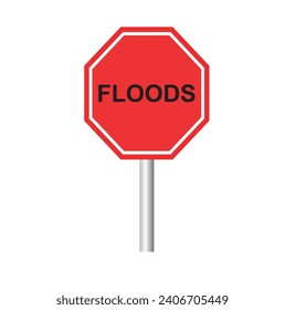 inundación, aviso de lluvia pesada, icono del vector rojo