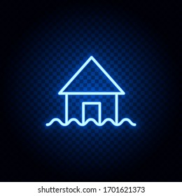 flood, house blue neon vector icon