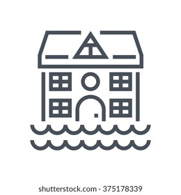 Flood, house icon suitable for info graphics, websites and print media and  interfaces. Line vector icon.