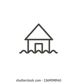 Flood, house vector icon. Element of weather for mobile concept and web apps illustration. Thin line icon for website design and development. Vector icon