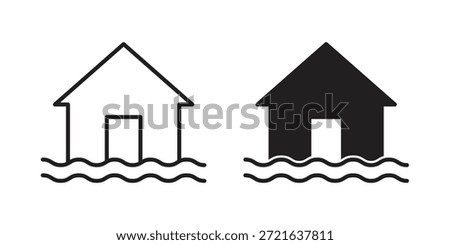 Flood icon in filled, thin line, stroke style for website and apps