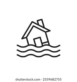 Flood icon Flat art in black and white isolated