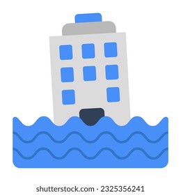 Hochwassersymbol in flachem Design einzeln auf weißem Hintergrund 
