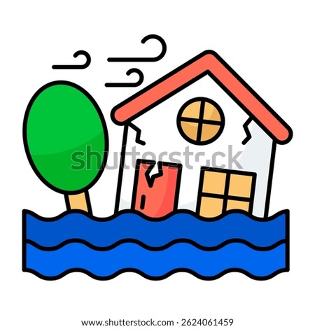 Flood icon in flat design isolated on white background