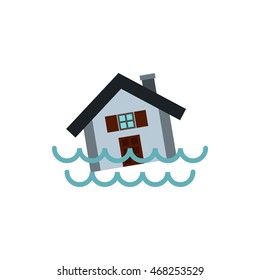 Flood icon in flat style isolated on white background. Danger symbol