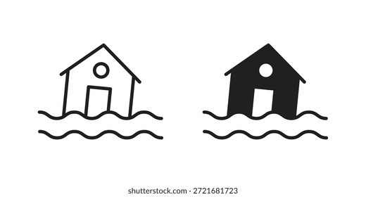 Flood icon flat and thin stroke vector pack. Editable icons set