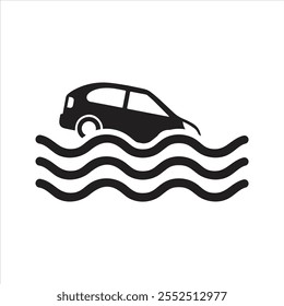 Flood icon. Flooded car icon