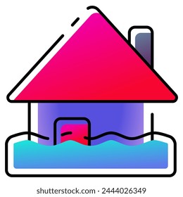 Icono de inundación con estilo de línea relleno degradado. Conveniente para el diseño del Sitio web, el logotipo, el App y la IU.