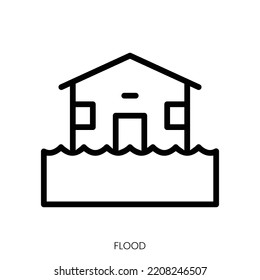 flood icon. Line Art Style Design Isolated On White Background