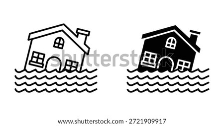 Flood icon. Line with editable stroke and flat for Web