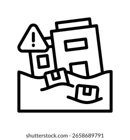 Ícone de inundação ilustração de vetor de cor linear