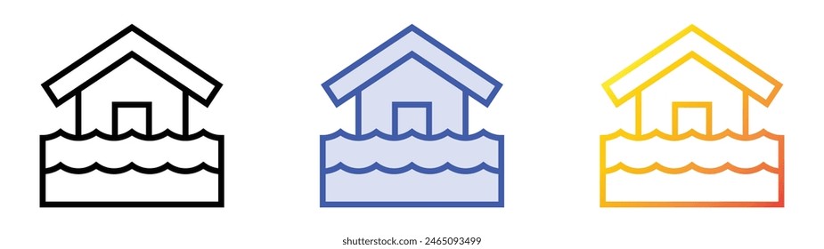 flood icon. Linear, Blue Fill and Gradient Style Design Isolated On White Background