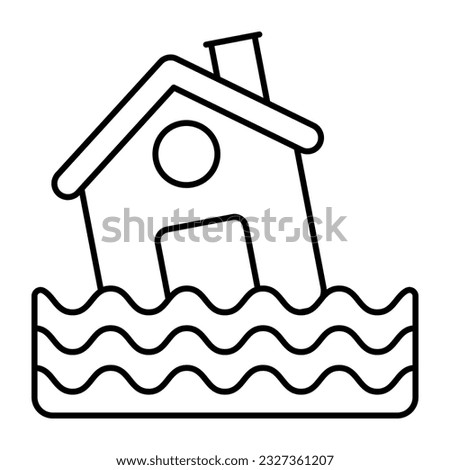 Flood icon in linear design isolated on white background 