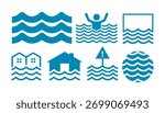Flood icon logo vector set. Graphic design template elements

