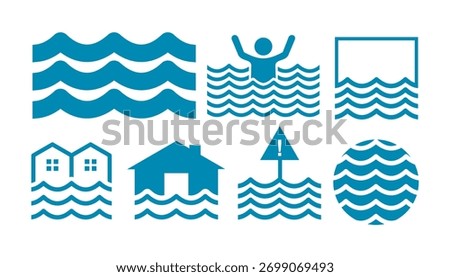 Flood icon logo vector set. Graphic design template elements
