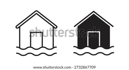 Flood icon pictogram template, Simple outline and filled style.