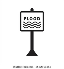 Flood icon. Flood road sign icon