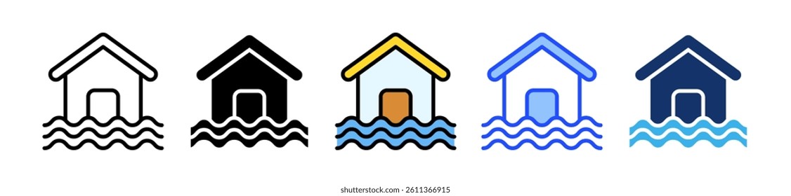 Flood Icon Set With Multiple Style Collection