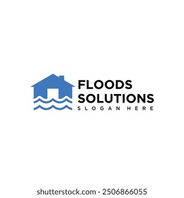 Flood icon set. River water natural disaster damage home vector icon. Tsunami disaster sign for UI designs.