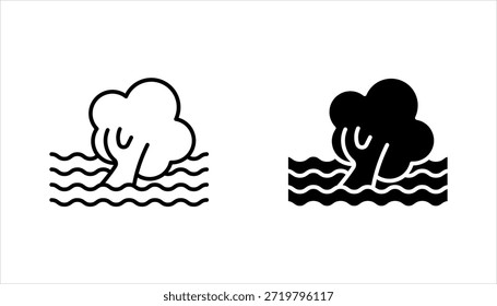 flood icon set. River water natural disaster damage home vector icon. Tsunami disaster sign, vector illustration on white background