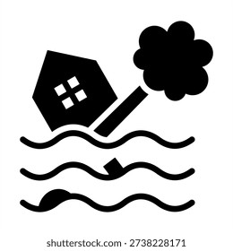 Flood Icon - Solid Black Glyph Icons For Emergency Management