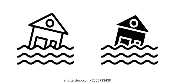 Flood icon symbol collection on white background.