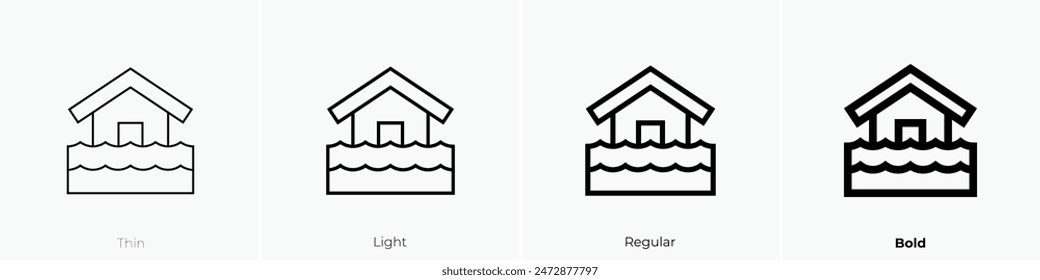 flood icon. Thin, Light Regular And Bold style design isolated on white background