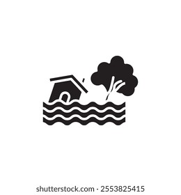 Flood icon Thin line flat illustration
