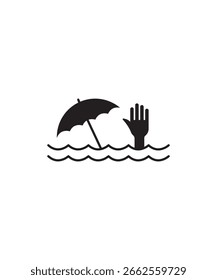Hochwassersymbol, Vektorsymbol mit dem besten Flachsymbol.